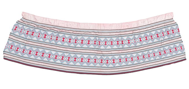 Miccosukee Seminole Patchwork Skirt, South Florida, Mid-20th C.: Miccosukee Seminole Patchwork Skirt, South Florida, Mid-20th C. With ric-rac applique. 11'0'' x 3'2'' (335 x 97 cm)