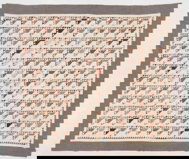 Sawtooth Pieced Quilt, Early 20th C.: Sawtooth Pieced Quilt, Early 20th C. Cotton. 7'2'' x 8'5'' (218 x 257 cm)