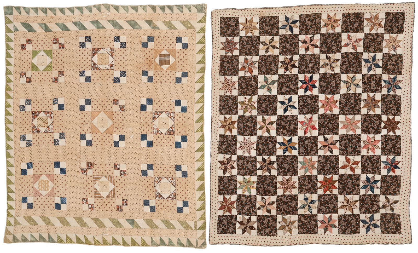 Lemoyne Star and Square in a Square Pieced Quilts (2), Early/Mid 20th C. (1 of 5)