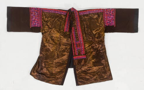 Miao Woman's Embroidered Silk Festive Jacket, Guizhou, China, Mid 20th C: Miao Woman's Embroidered Silk Festive Jacket, Guizhou, China, Mid 20th C. Silk and cotton. 4'1'' x 2'5'' (124 x 74 cm).