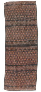 Fine Ceremonial Sarong, Flores, Indonesia, Mid 20th C.: Fine Ceremonial Sarong, Flores, Indonesia, Mid 20th C. Cotton, warp ikat. With the uncommon design of four major bands of star-like diamond motifs within a dotted trellis, flanked by four narrow bands