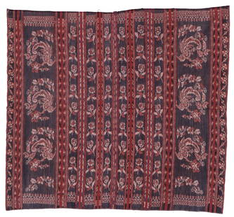 Antique Ikat Tube Skirt, Sikka, Flores, Indonesia, 4'8'' x 4'3'': Antique Ikat Tube Skirt, Sikka, Flores, Indonesia. Crafted from hand-spun cotton with natural dyes, this tube skirt features a warp-faced plain weave and warp ikat technique across two panels. Size: 4