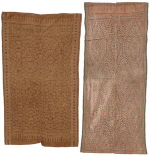 Rare, Antique Pua Kumbu, Dayak Peoples, Borneo, Indonesia, 19th C.: Rare, Antique Pua Kumbu, Dayak Peoples, Borneo, Indonesia, 19th C. Handspun cotton, natural dyes, warp ikat. The main designs on sacred pua kumbu are all-important as they designate a cloth's appropri
