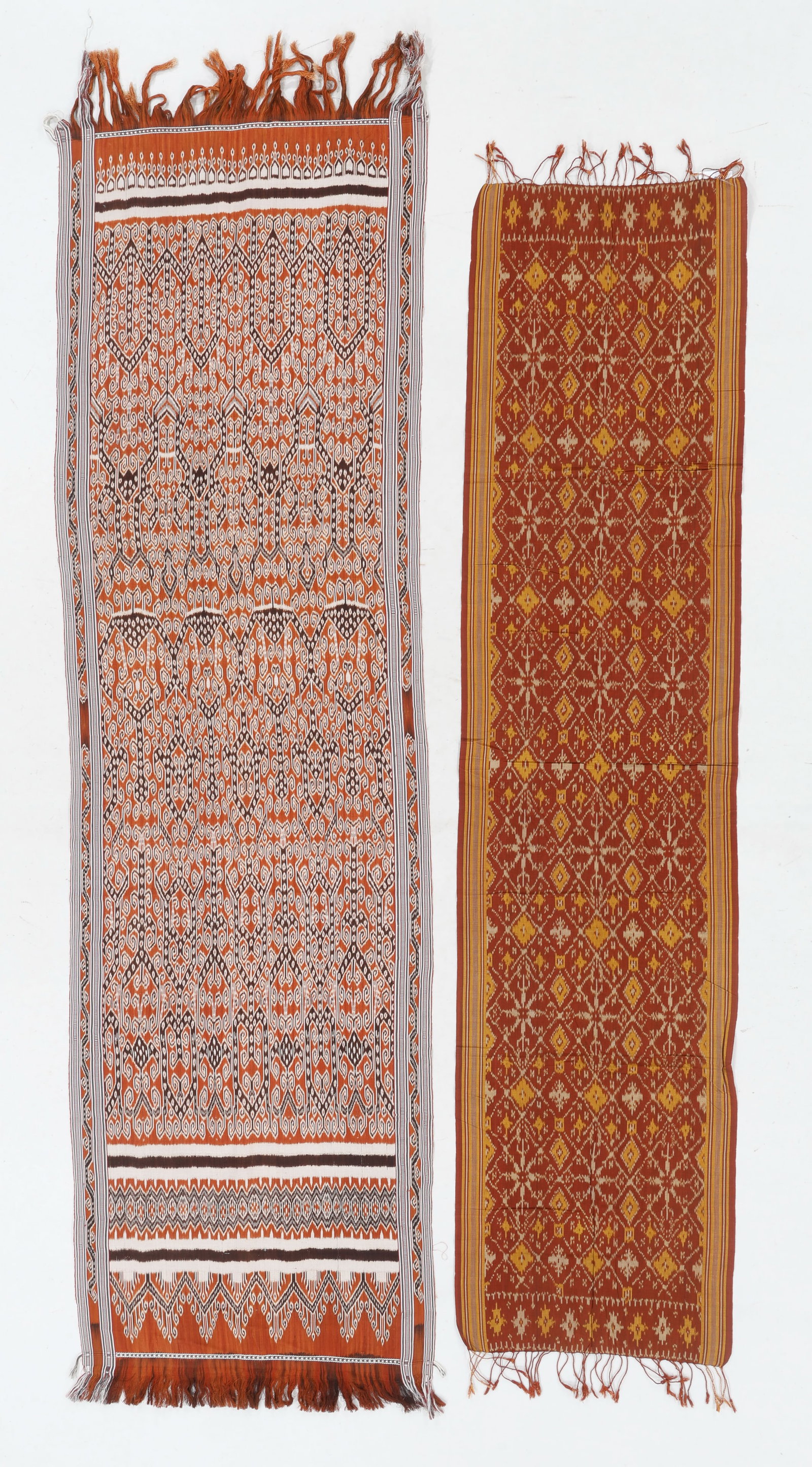 2 Indonesian Silk Ikat Shawl Textiles, Mid/Late 20th C. (1 of 2)