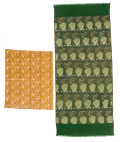 Kashmir Silk Botanical Motif Textile and Indo-European Printed Cotton Cloth (2)