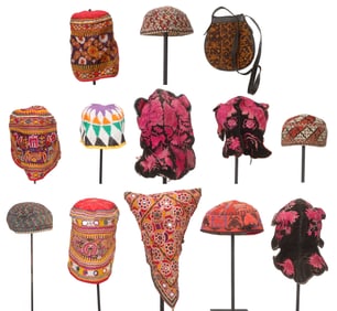 Group of 13 Ethnic Hats, Early to Mid 20th C.