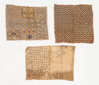 Group of Three African Kuba Shoowa Cloths