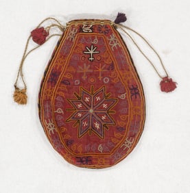 Turkish Ottoman Embroidered Drawstring Pouch, Late 19th C.