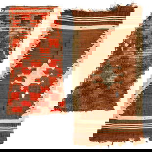 Two Antique Central Anatolian Weavings, Tulu and Kilim, Ca. 1900: Two Antique Central Anatolian Weavings, Tulu and Kilim, Ca. 1900. Largest Size: 3'1'' x 6'2'' (94 x 188 cm). Weight: 10 lbs total