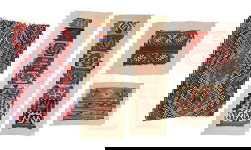 Group of Five 19th C. Anatolian Kilim Fragments: Group of Five 19th C. Anatolian Kilim Fragments. Largest Size: 1'4'' x 5'7'' (41 x 170 cm). Weight: 10 lbs total