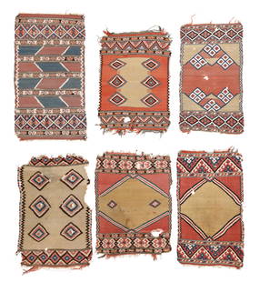 Group of Six 19th C. Manastir Kilims, Turkey: Group of Six 19th C. Manastir Kilims, Turkey. Largest Size: 2'5'' x 4'3'' (74 x 130 cm). Weight: 12 lbs total