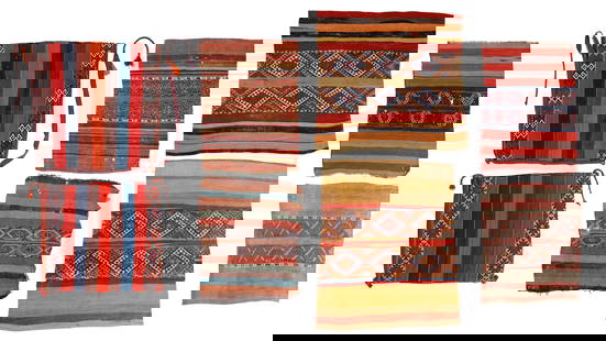Study Group of 8 Antique Anatolian Sumak/Kilim Trappings: Study Group of 8 Antique Anatolian Sumak/Kilim Trappings, wool, 19th/early 20th c. Largest Size: 3'6'' x 4'10'' (107 x 147 cm). Weight: 41 lbs total