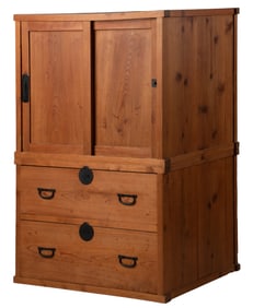 Vintage Japanese 2-Part Tansu Chest