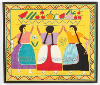 Mexican/Mexico Folk Art Embroidery, Preparing for a Feast
