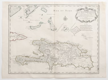 Antique French Map of The Dominican Republic And Haiti