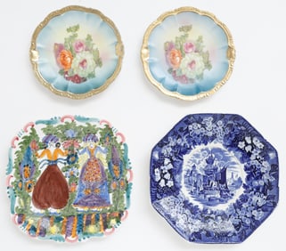 4 Antique European Plates