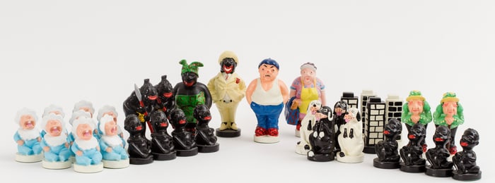 Vintage Americana Satire Chess Set, 32 pieces
