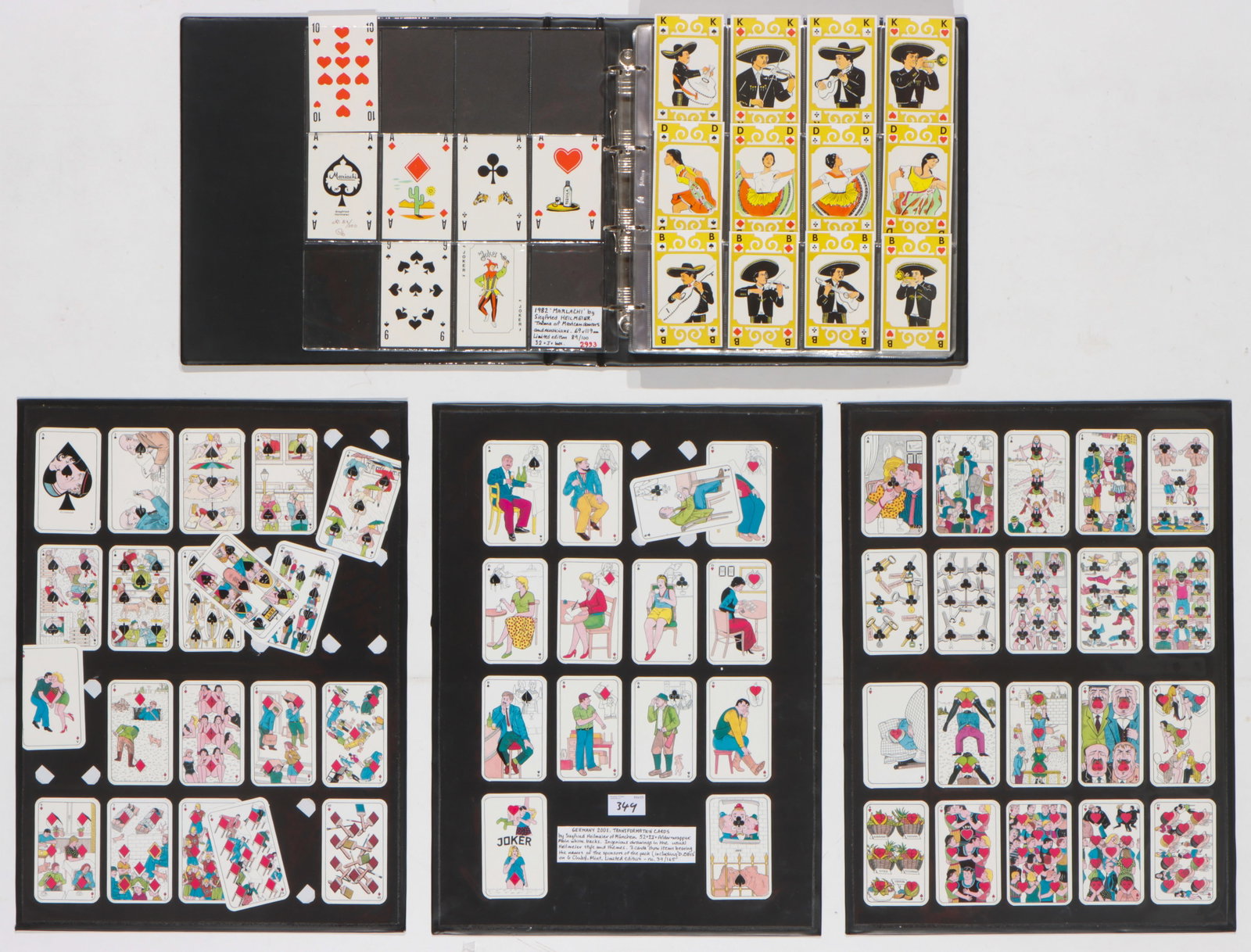 Collection of Siegfried Heilmeier Cards, Munich: Collection of Siegfried Heilmeier Cards, Munich1)"Transformation cards". Ingenious drawings in the usual Heilmeier style and themes. In folder/wrapper with plain white backs. Set of 54, Germany 2001. 
