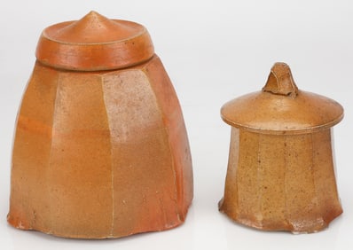 Attributed to Michael Simon (American, 1947-2021)Stoneware Lidded Jar (with Additional Jar)