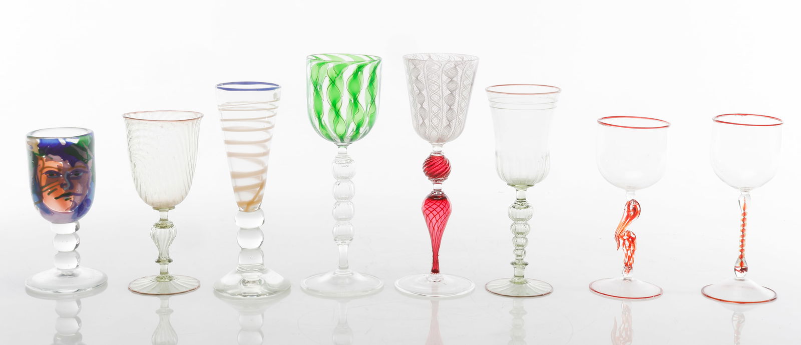 Collector's Lot of Vintage Art Glass Stemware, 8 Pieces (1 of 6)