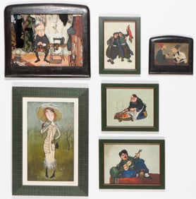 Group of 6 Georgian School (Tbilisi, 20th c.) Caricature Paintings