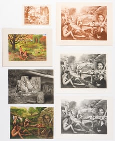 3 Watercolors and 4 Prints By Stephen Curtis (American)