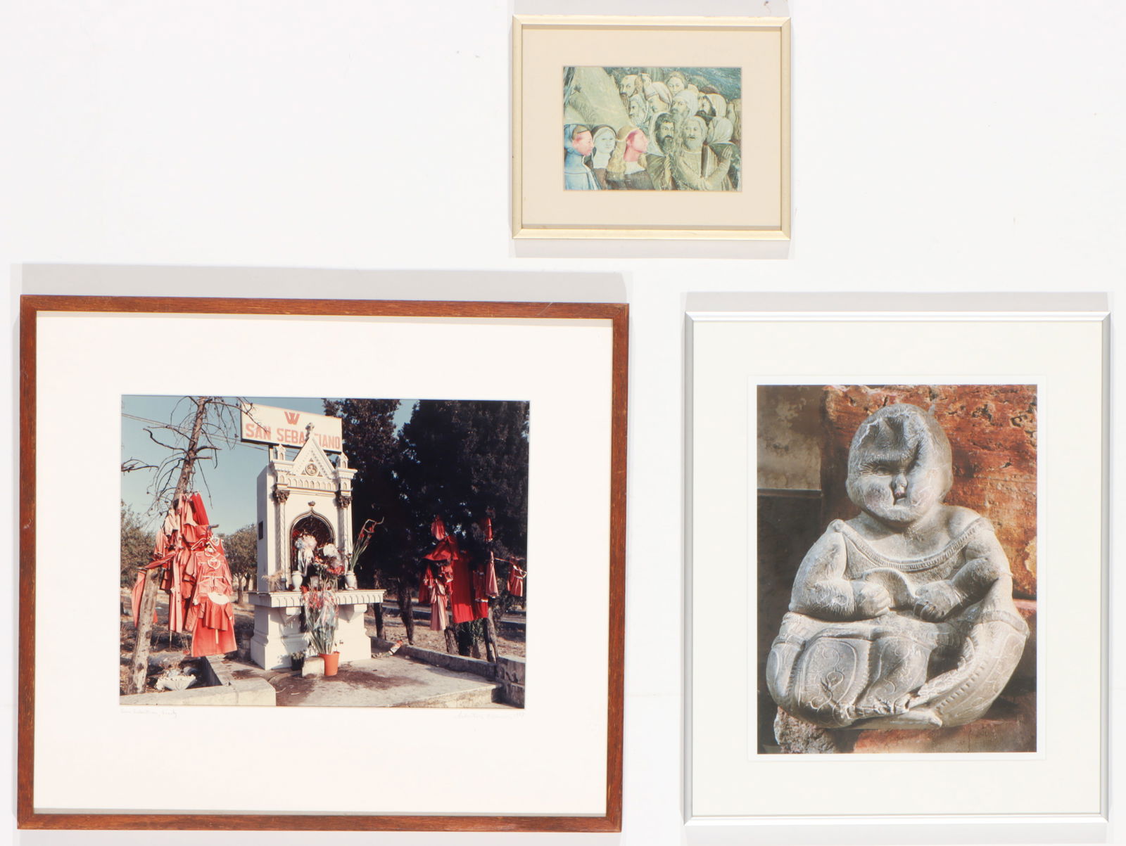 2 Photographs And 1 Collage: 3 Artworks. Includes two photographs and one collage. The photograph of Sicily is signed Mancini, 1988. Sizes Ranging From: 1) 4'' x 5.5'', 10 x 14 cm (sight); 7'' x 9'', 18 x 23 cm (frame) to 9.75''