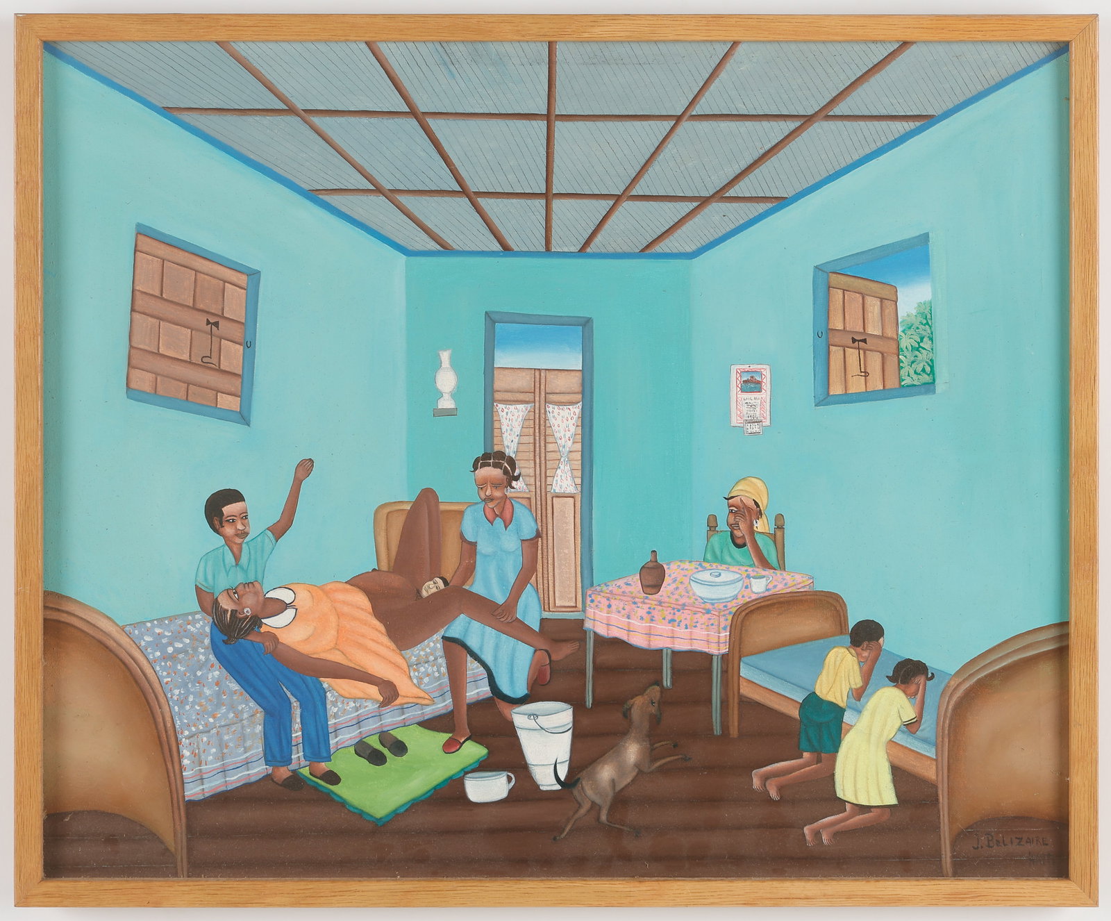 J. Belizaire (Haitian, 20th Century) "Giving Birth" (1 of 3)