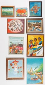 Collector's Lot of 9 Haitian Paintings by Various Artists