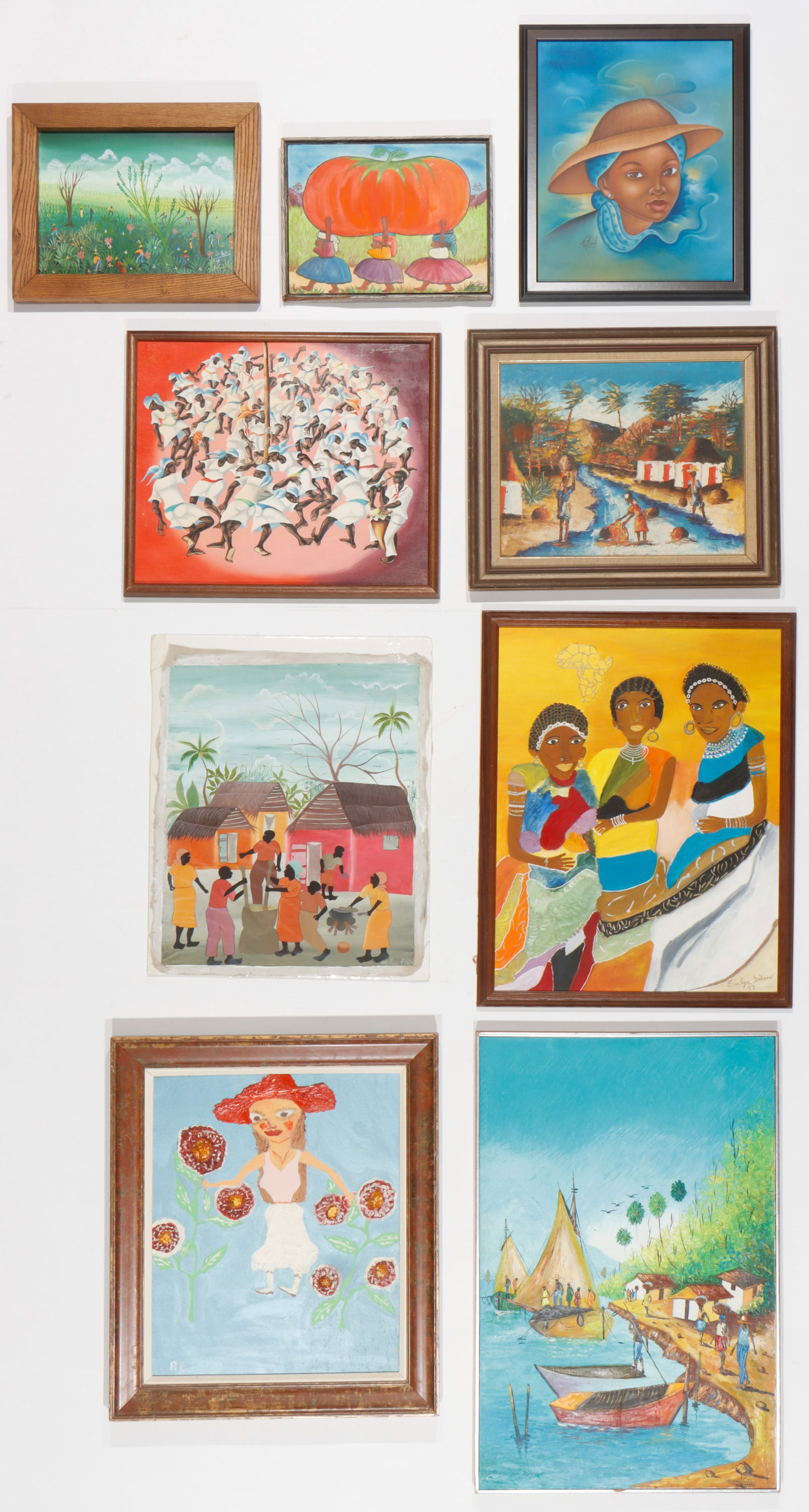 Collector's Lot of 9 Haitian Paintings by Various Artists (1 of 13)