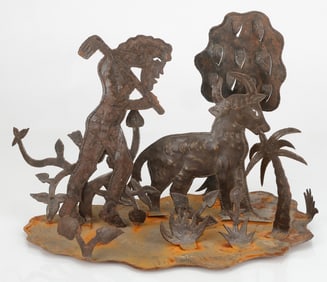Two Haitian/Haiti Cut Metal Sculptures