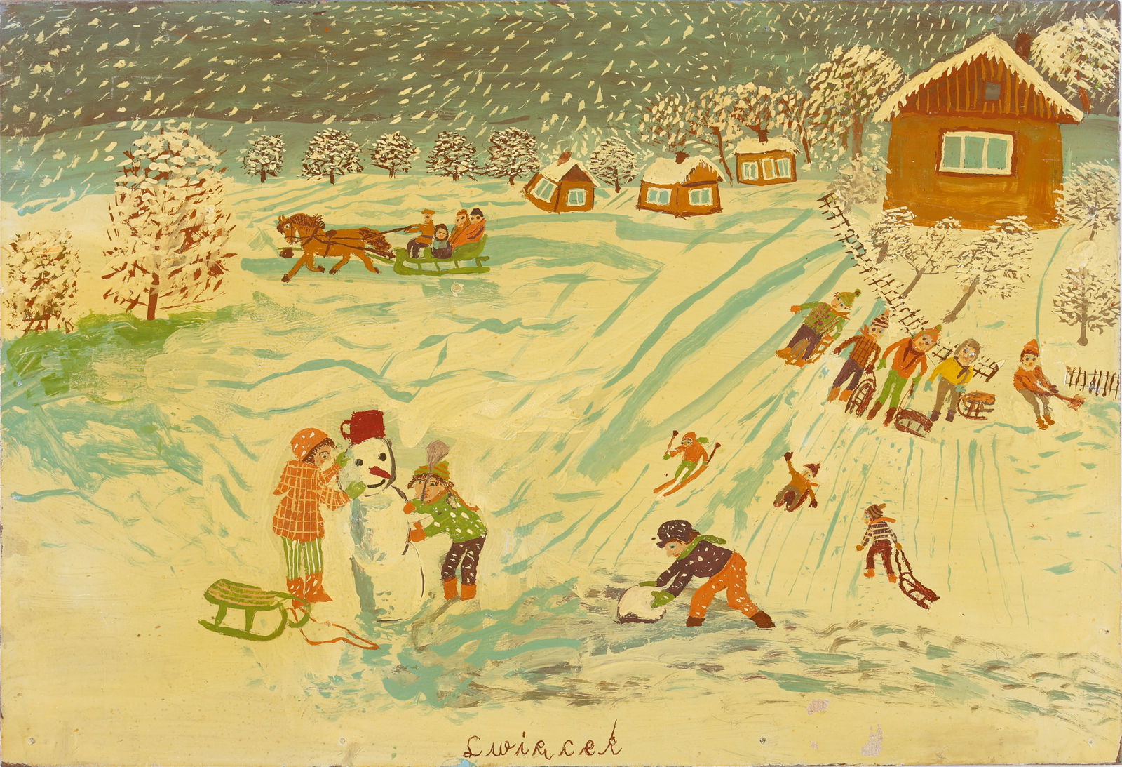 Ludwig Wiecek (Polish/Poland) Folk Art Painting (1 of 4)