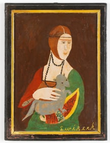 Ludwig Wiecek (Polish/Poland, b. 1911) Folk Art Painting, Portrait