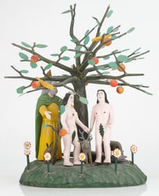 Zdzis?aw Orlecki (Polish/Poland) Adam and Eve, Folk Art Sculpture
