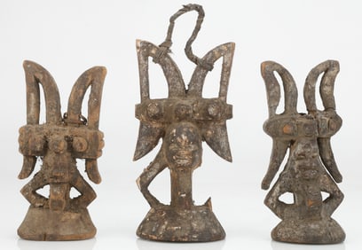 3 African Igbo Ikenga Fetish Shrine Figures, Nigeria
