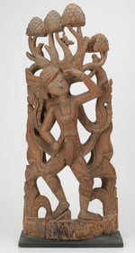 Thai Wooden Sculpture. H: 34"