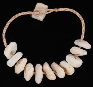 Antique African Rock Crystal Necklace on Macrame