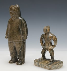 2 Inuit Stone Carved Figures