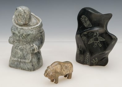 3 Inuit Stone Carvings