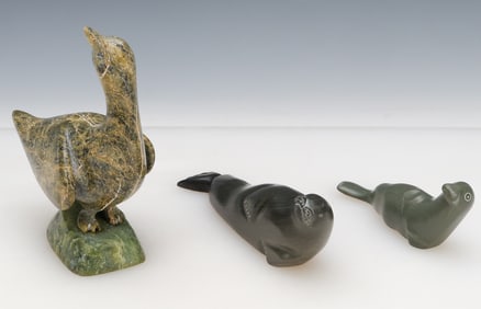 3 Inuit Carved Stone Figures