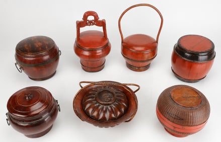 7 Chinese Wedding Baskets, Boxes