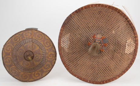 2 Chinese Woven Bamboo Hats