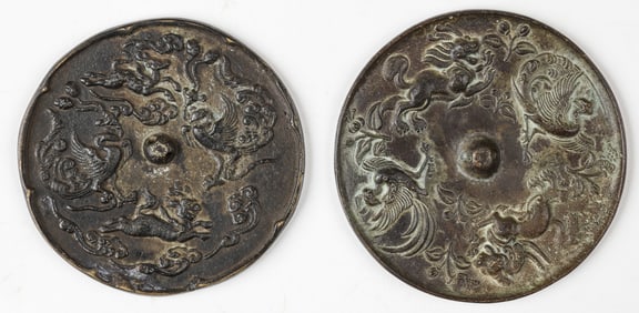 2 Archaic Chinese Style Bronze Mirrors