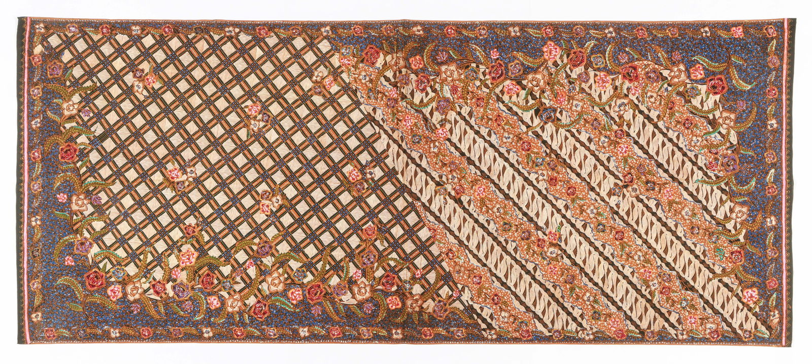 Pagi Sore Parang and Kawung Motif Batik Textile, Indonesia: Pagi Sore Parang and Kawung Motif Batik Textile, Indonesia. Cotton. Size: 7'11'' x 3'4'' (241 x 102 cm).