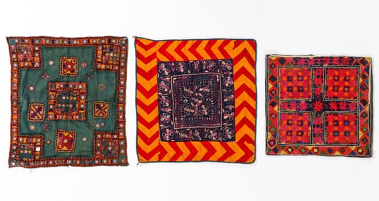 3 Embroidered Textiles With Mirrorwork, India, Early-Mid 20th C.