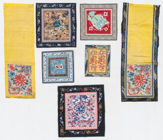 Group of Chinese Embroidered Silk Textiles (7)