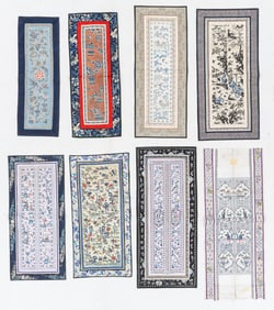Group of 8 Chinese Embroidered Silk Panels