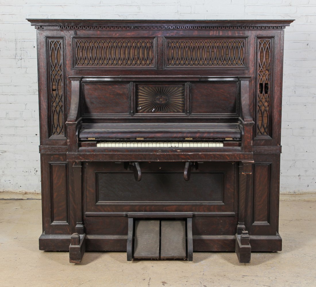 Aeolian Orchestrelle Player Reed Organ: Aeolian Orchestrelle player reed organ #8027 Style#1 with Two Chairs, One Bench, and 133 Music rolls. Size: 59" x 61" x 27" (149 x 154 x 68 cm) (Piano); 36" x 19" x 17" (91 x 48 x 43 cm) (Chair 1); 38