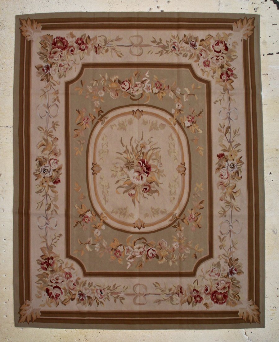Aubusson Carpet: Aubusson Carpet, fine tapestry weave, 20th c. Size: 7'11" x 10'1" (241 x 307 cm). Provenance: Michaelian Kohlberg.