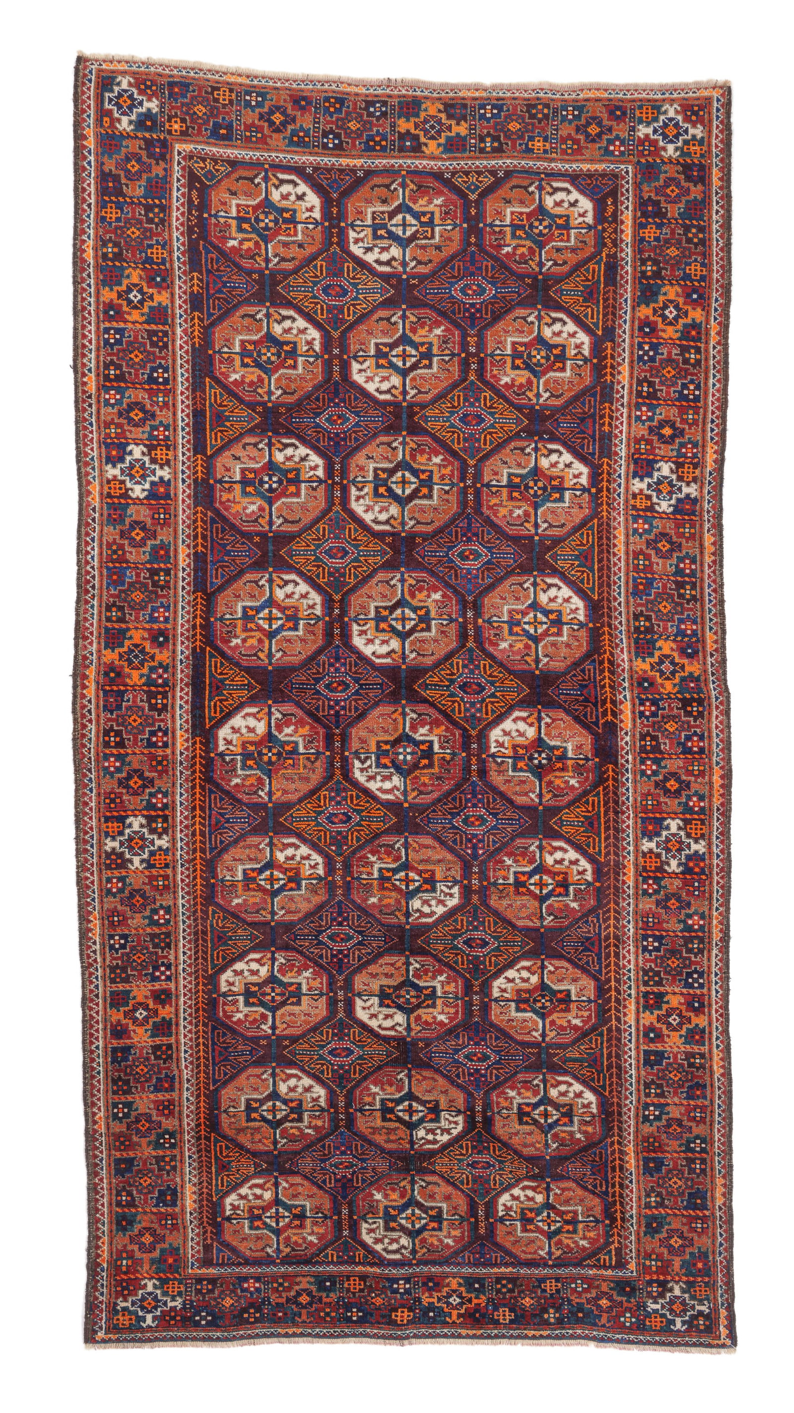 Baluch Rug, Persia/Afghanistan, Early 20th C., 3'11'' x 7'9'': Baluch Rug, Persia/Afghanistan, Early 20th C., 3'11'' x 7'9'' (119 x 236 cm). Weight: 10 lbs. Material: wool pile, wool warp, wool weft.